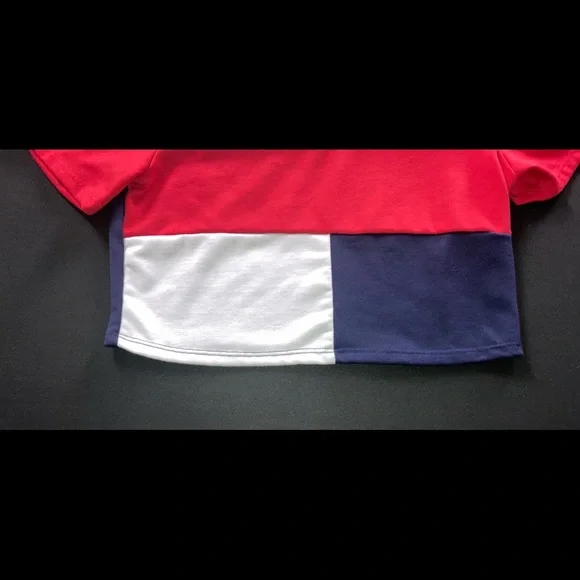 Fashion Nova red white & blue block crop t… - Picture 3 of 8